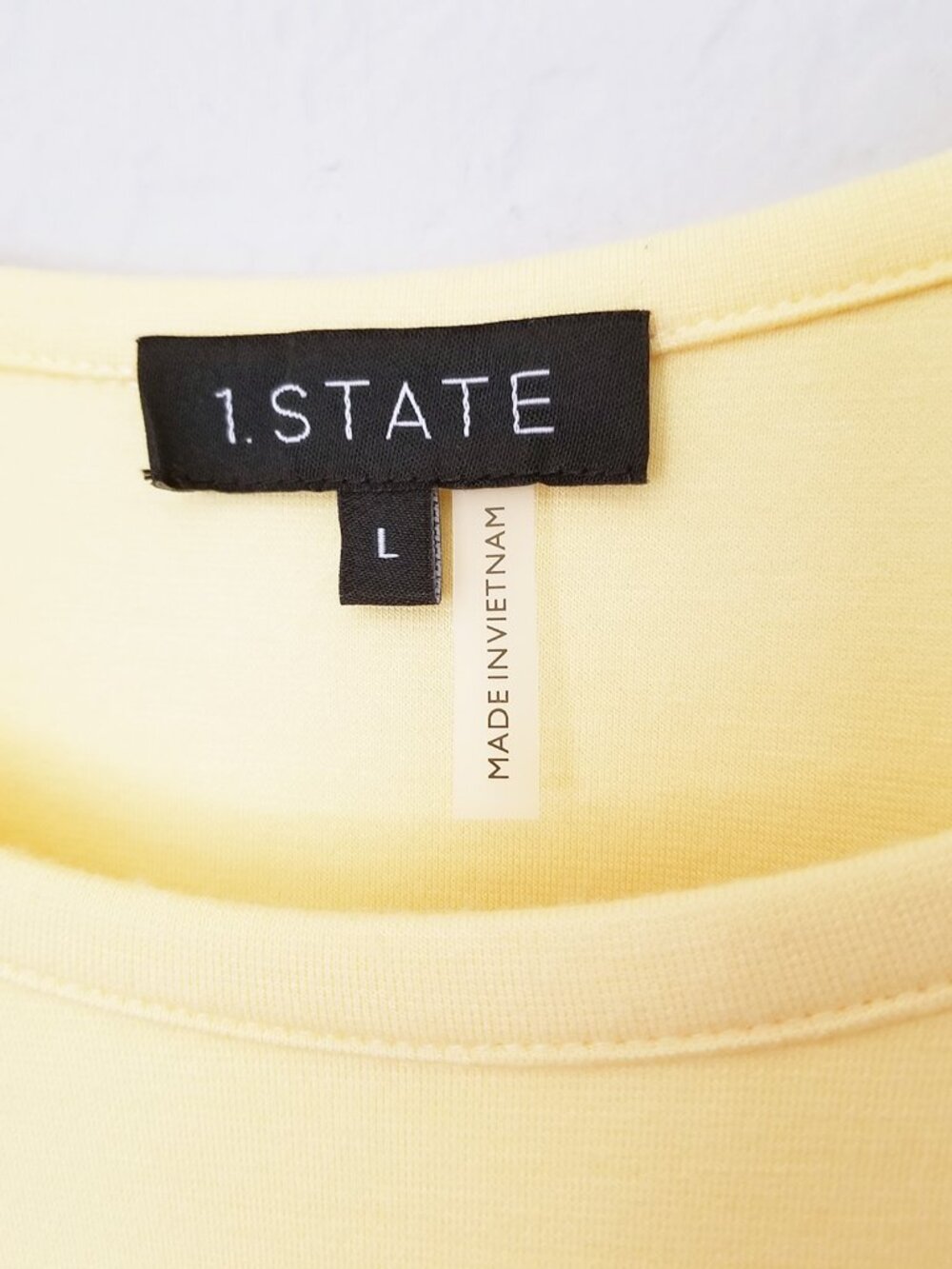 1. State Women' L Butter Yellow 3/4 Balloon Sleeve Tie Bow Blouse Top Coquette - Picture 7 of 14